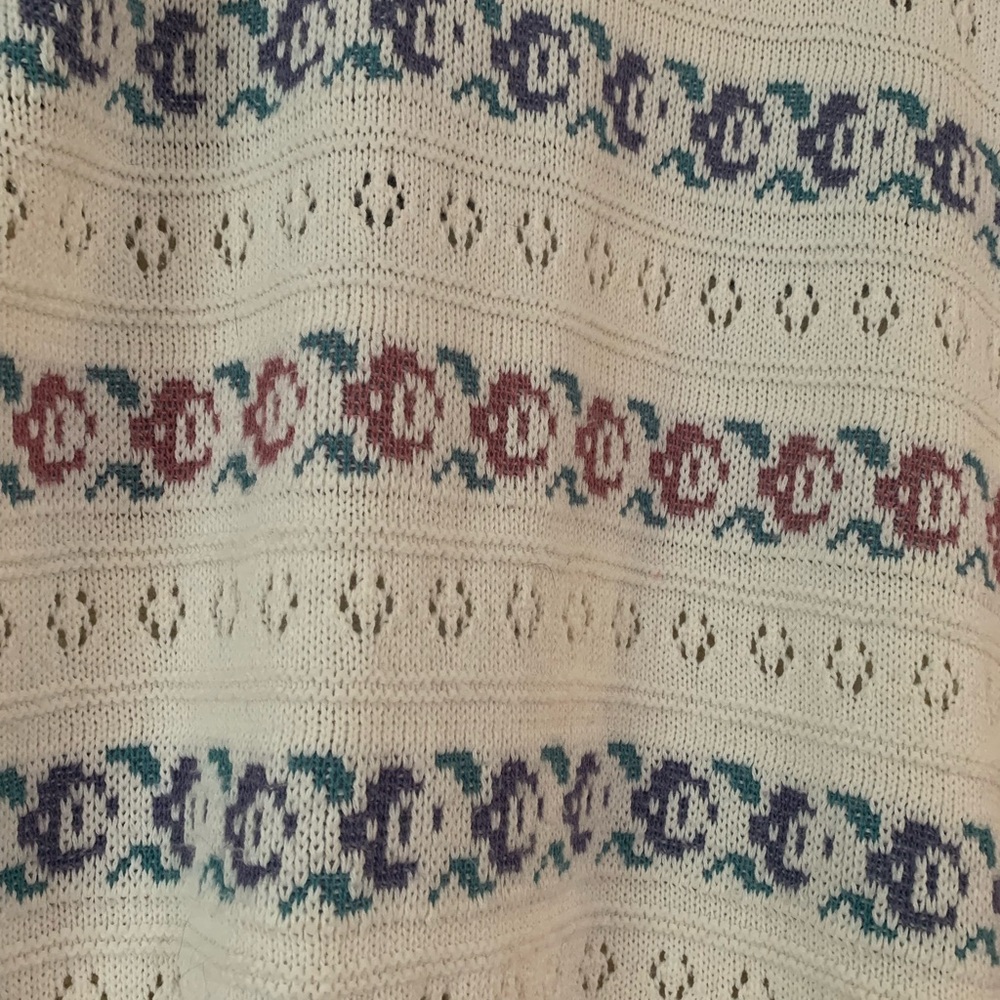 Alfred Dunner Cream Patterned Short Sleeved Sweater - Picture 4 of 4